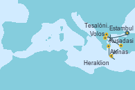 Visitando Estambul (Turquía), Estambul (Turquía), Volos (Grecia), Tesalónica (Grecia), Kusadasi (Efeso/Turquía), Heraklion (Creta), Atenas (Grecia), Atenas (Grecia)