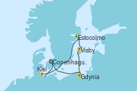 Visitando Copenhague (Dinamarca), Gdynia (Polonia), Visby (Suecia), Estocolmo (Suecia), Kiel (Alemania), Copenhague (Dinamarca)