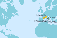 Visitando Civitavecchia (Roma), Savona (Italia), Marsella (Francia), Barcelona