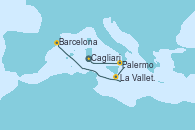 Visitando Cagliari (Cerdeña), Palermo (Italia), La Valletta (Malta) y Barcelona