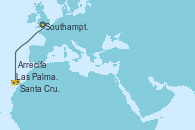 Visitando Southampton (Inglaterra), Las Palmas de Gran Canaria (España), Santa Cruz de Tenerife (España), Arrecife (Lanzarote/España)