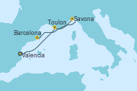 Visitando Valencia, Toulon (Francia), Savona (Italia), Barcelona