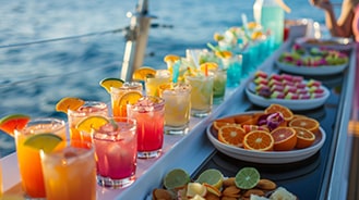 Cócteles en la cubierta de un barco